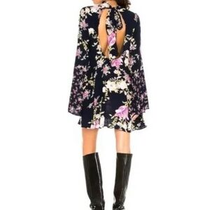 Free People Floral WideBell Sleeve Keyhole Back Tate Midnight Combo Tunic Top XS